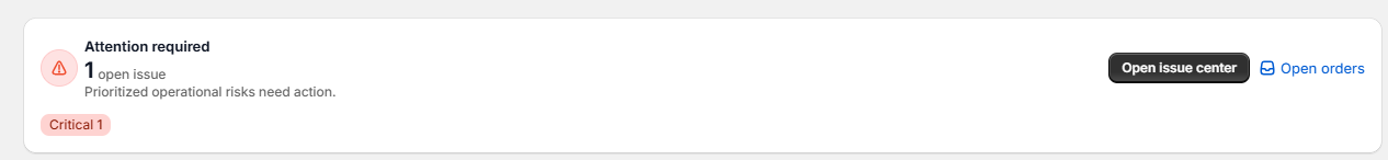 Attention required banner with open issue count