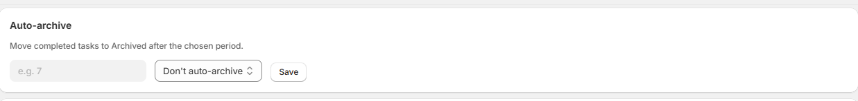 Auto-archive setting with day count and dropdown